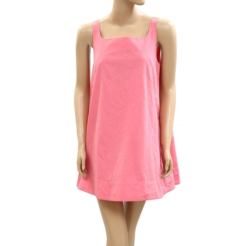 Free People Tank Shift Tunic Mini Dress Sleeveless Pink Cotton Casual S 284266